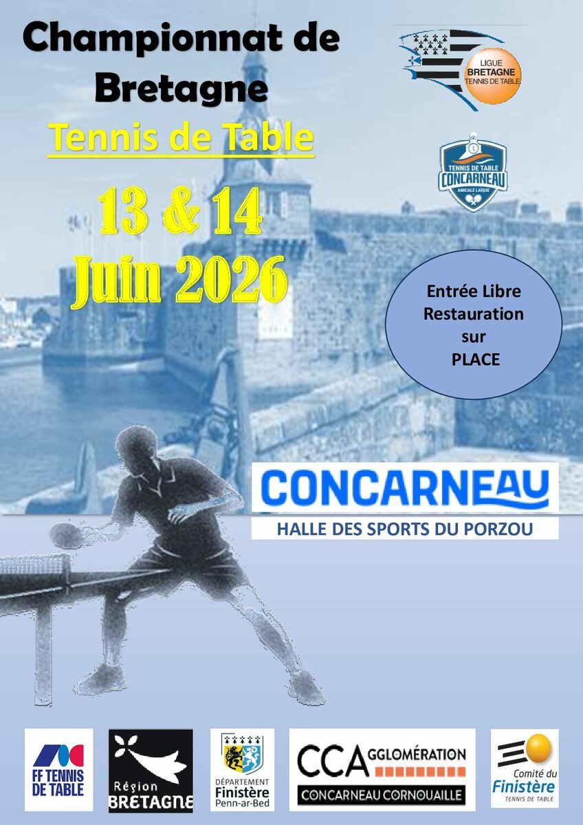 Championnat de Bretagne : Le TT Loperhet aura quelques représentant(e)s au championnat de Bretagne les 13 et 14 juin 2026 à Concarneau Evan qualifié dans le tableau Régional 1699 pts / Maëvé Hirrien Le Goff invitée par la Ligue dans le tableau benjamines